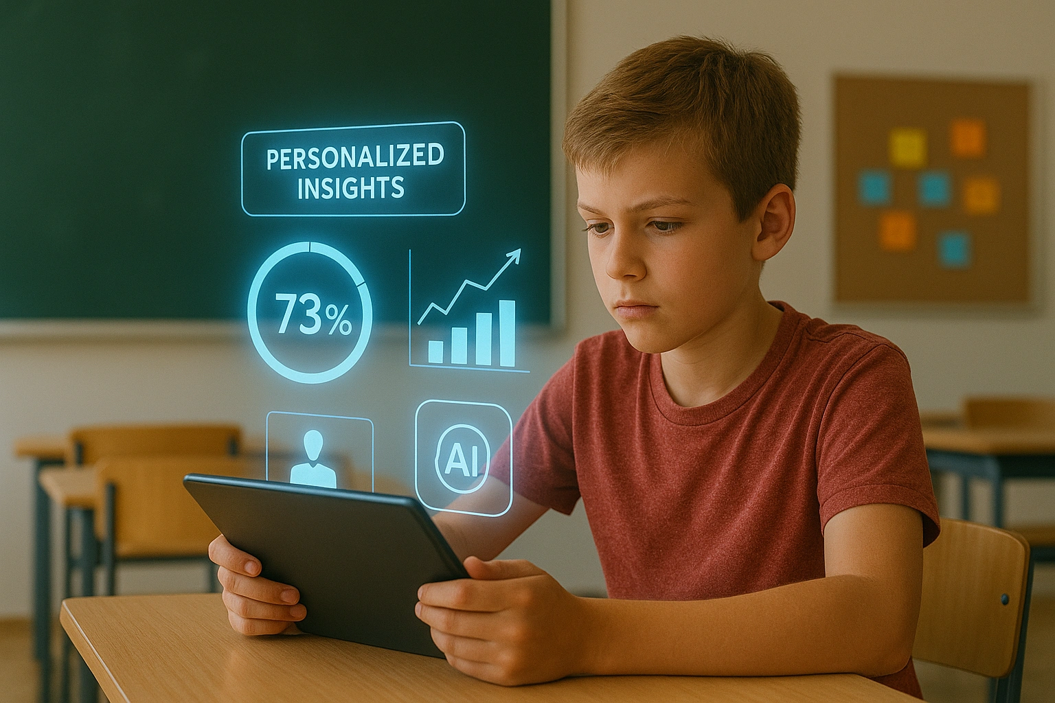 A student receiving personalized, data-driven insights from an AI engagement tool.