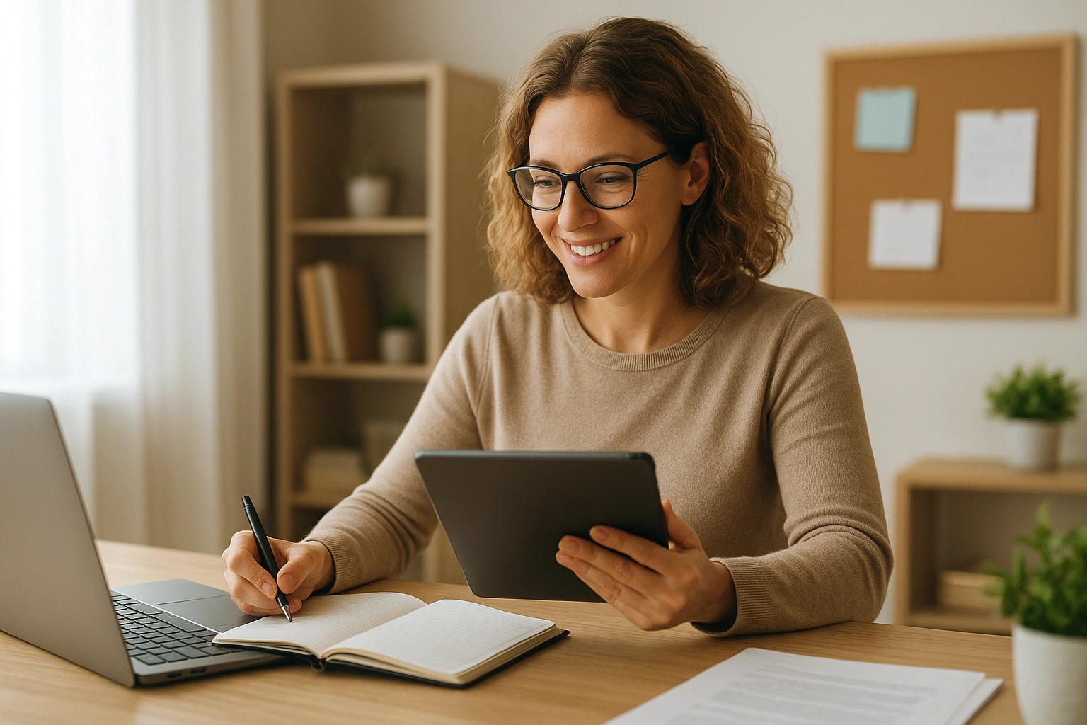 A teacher efficiently managing their day, demonstrating how AI boosts teacher productivity.