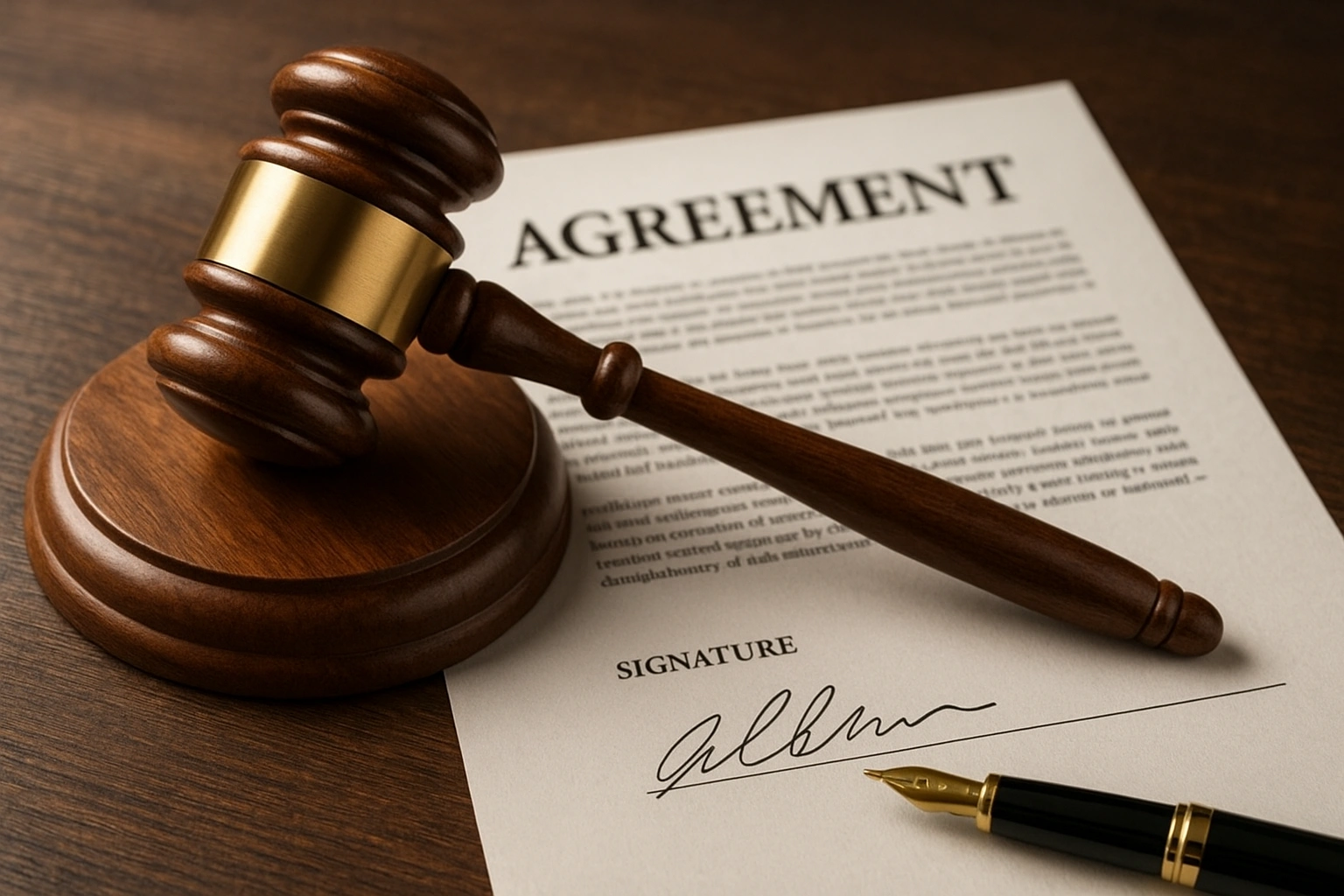 An image symbolizing rules and agreement, such as a gavel or a signed document. Term and Conditions
