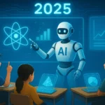 Thumbnail image showing the AI revolution in classrooms students learning with AI tutors, holographic lessons, and futuristic digital education tools in 2025.